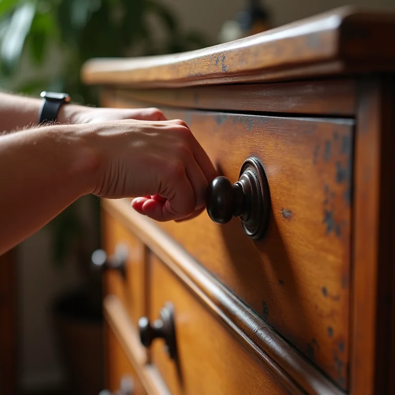 Móvel antigo recebendo novas ferragens