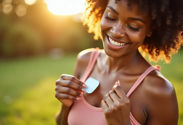 Mulher aplicando adesivo repelente em roupa