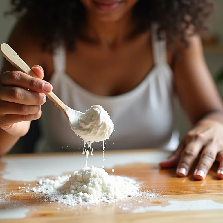 Mulher aplicando bicarbonato em mancha