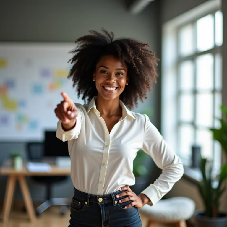 Mulher de negócios definindo metas de carreira ambiciosas