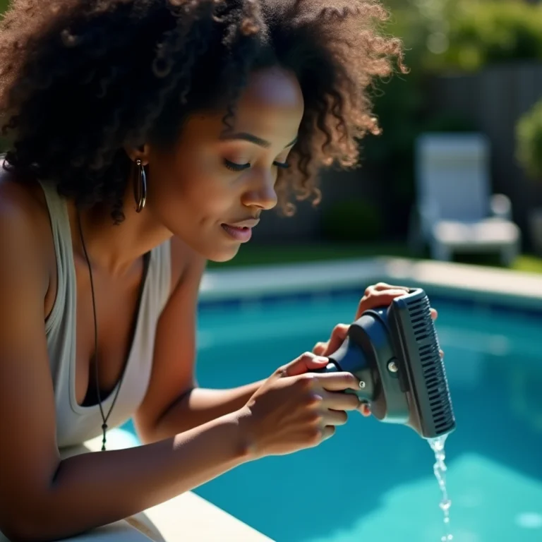 Mulher escolhendo aspirador de piscina