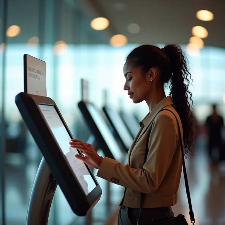 Mulher fazendo check-in no aeroporto