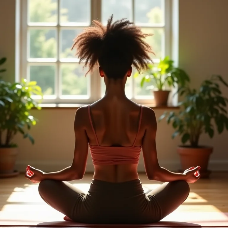 Mulher meditando em um estúdio de yoga