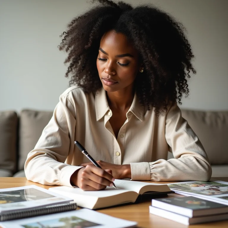 Mulher organizando o orçamento para decoração.