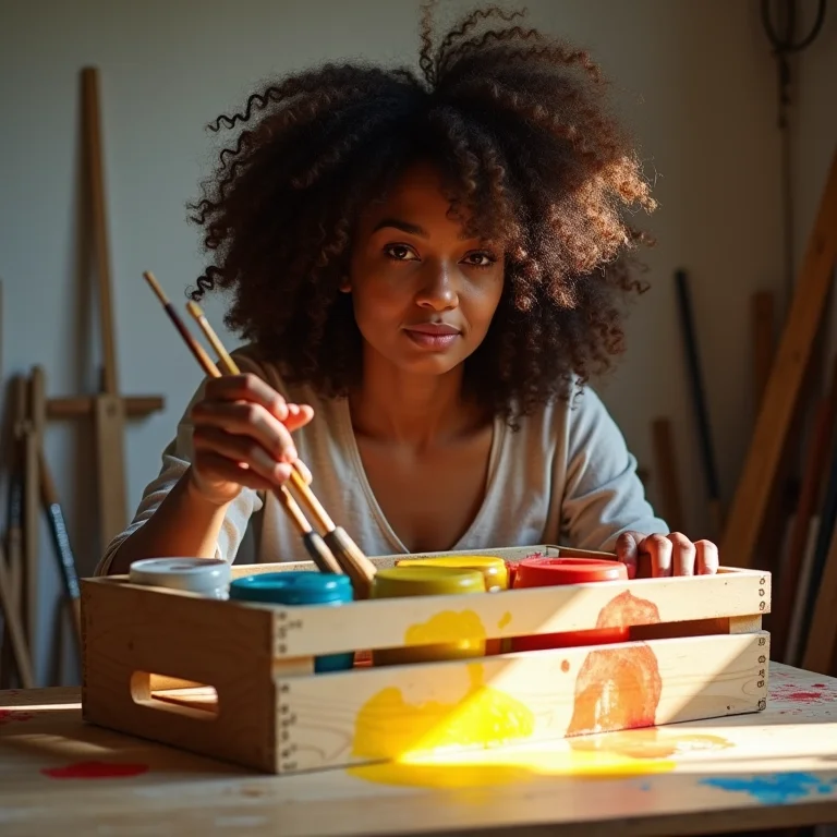 Mulher personalizando sapateira DIY