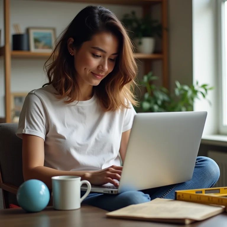Mulher pesquisando papel de parede online
