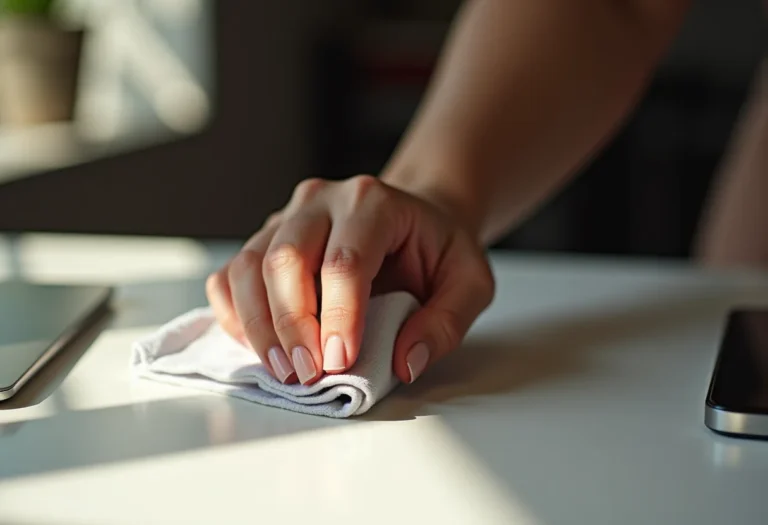 Mulher removendo mancha de caneta da mão