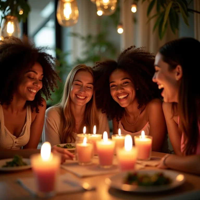 Mulheres curtindo festa de aniversário com música ambiente