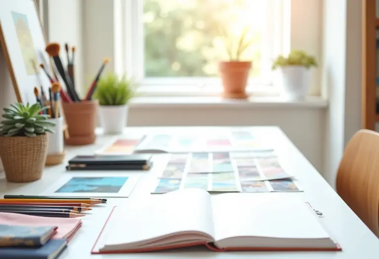 Mural de inspiração criativo em um estúdio iluminado