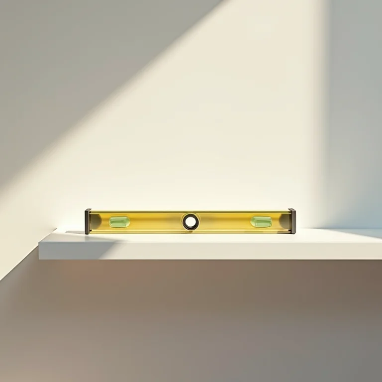 Nível de bolha sobre uma prateleira