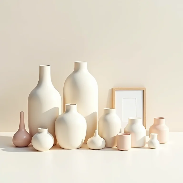 Objetos decorativos organizados em uma composição still life