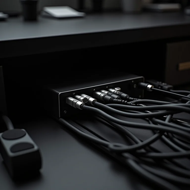 Organização de cabos com canaletas e organizadores