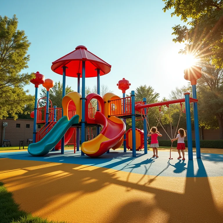 Parede de escalada em um parque infantil