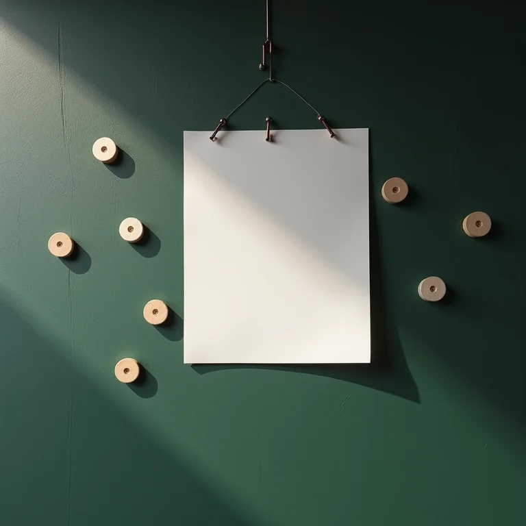 Parede lousa magnética com ímãs e papel