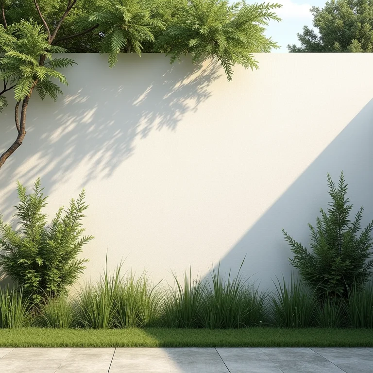 Parede sem decoração em quintal pequeno.