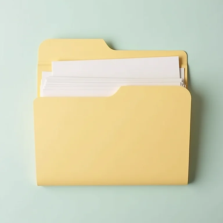 Pasta sanfonada com etiquetas de organização visual