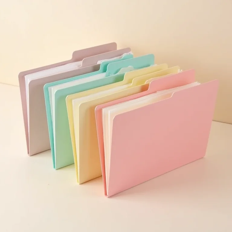 Pastas sanfonadas com diferentes designs e cores