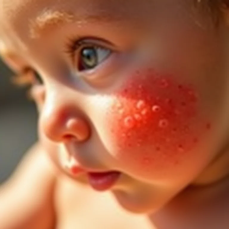 Pele de bebê queimada pelo sol, comparativo com pele saudável