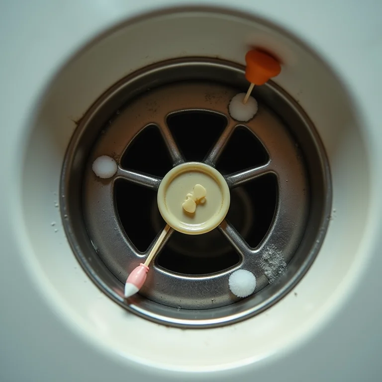 Pequenos objetos estranhos bloqueando parcialmente um ralo