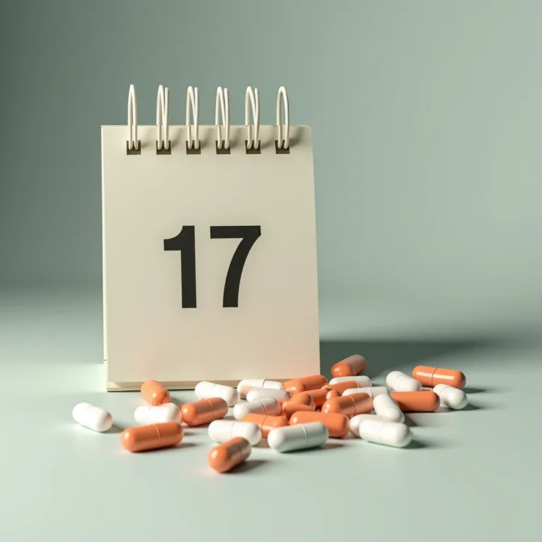 Pílulas de remédio vencidas espalhadas perto de um calendário