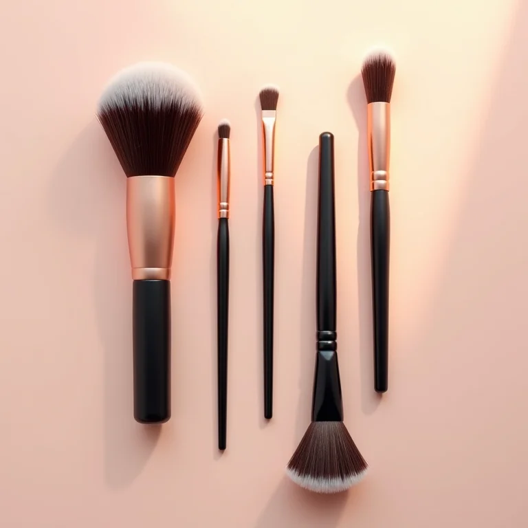 Pincéis de maquiagem alinhados, representando organização