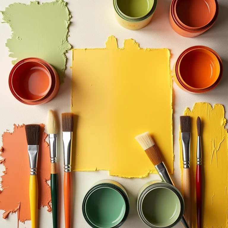 Pincéis e tintas coloridas para renovar móveis