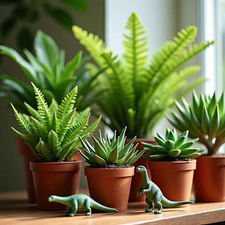 Plantas e elementos naturais na decoração com tema de dinossauros