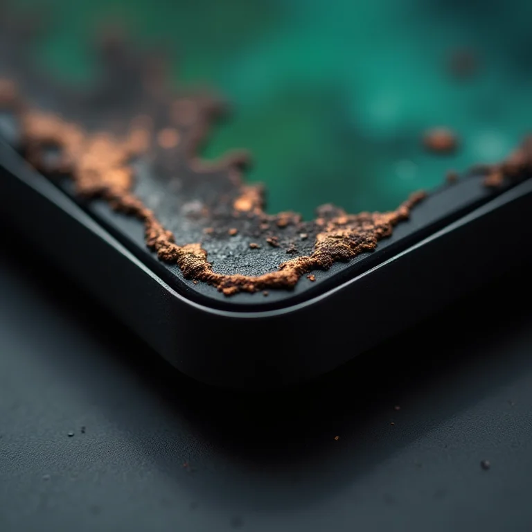 Porta de carregamento de smartphone corroída.