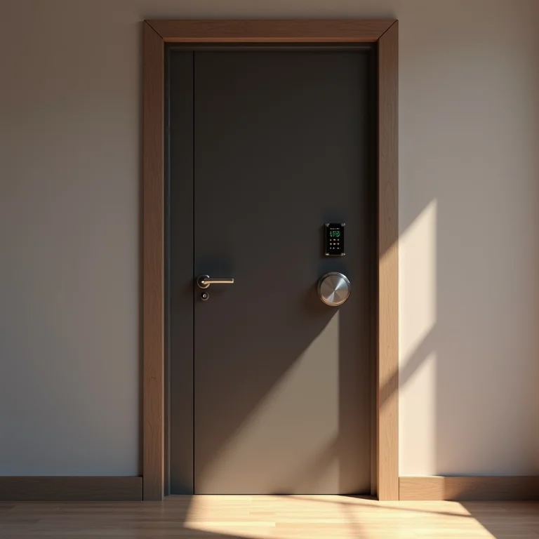 Porta moderna com olho mágico digital integrado