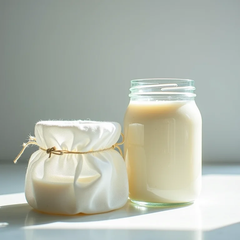 Potes de vidro sendo embrulhados em tecido antes de serem colocados no freezer.