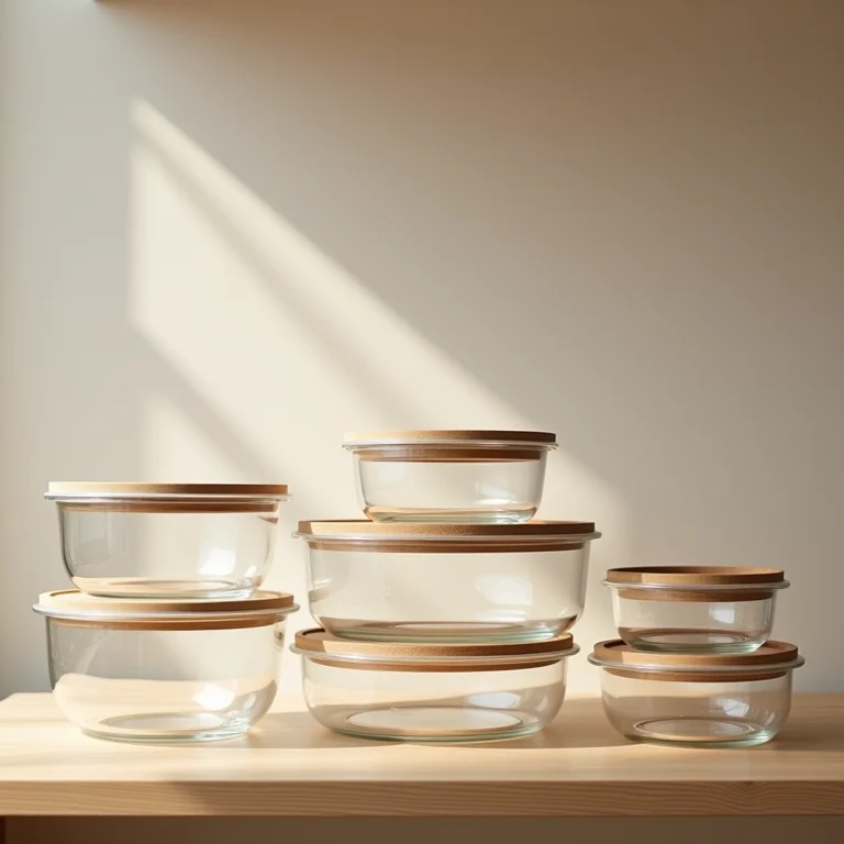 Potes organizados por tamanho e material