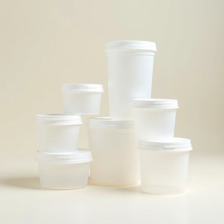 Potes plásticos padronizados e organizados.