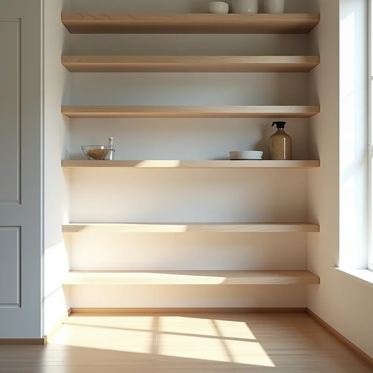 Prateleira de despensa vazia e limpa