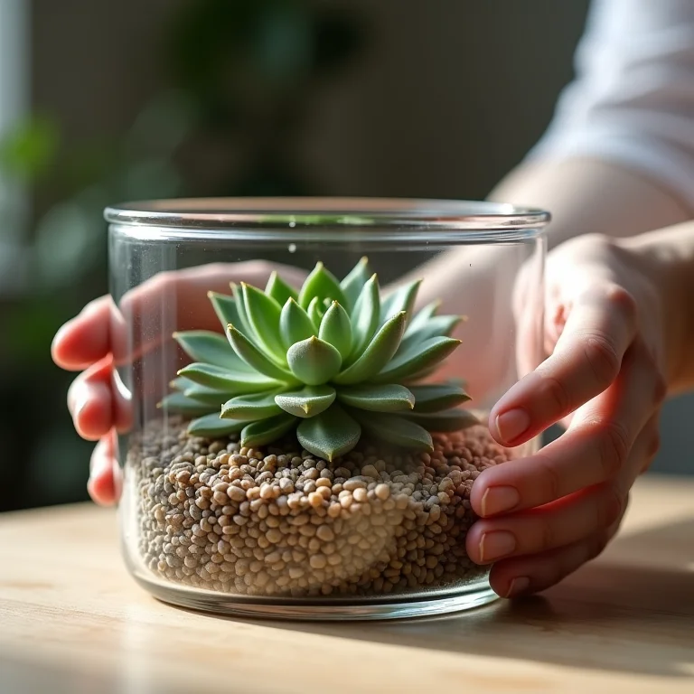 Preparando um recipiente para terrário.