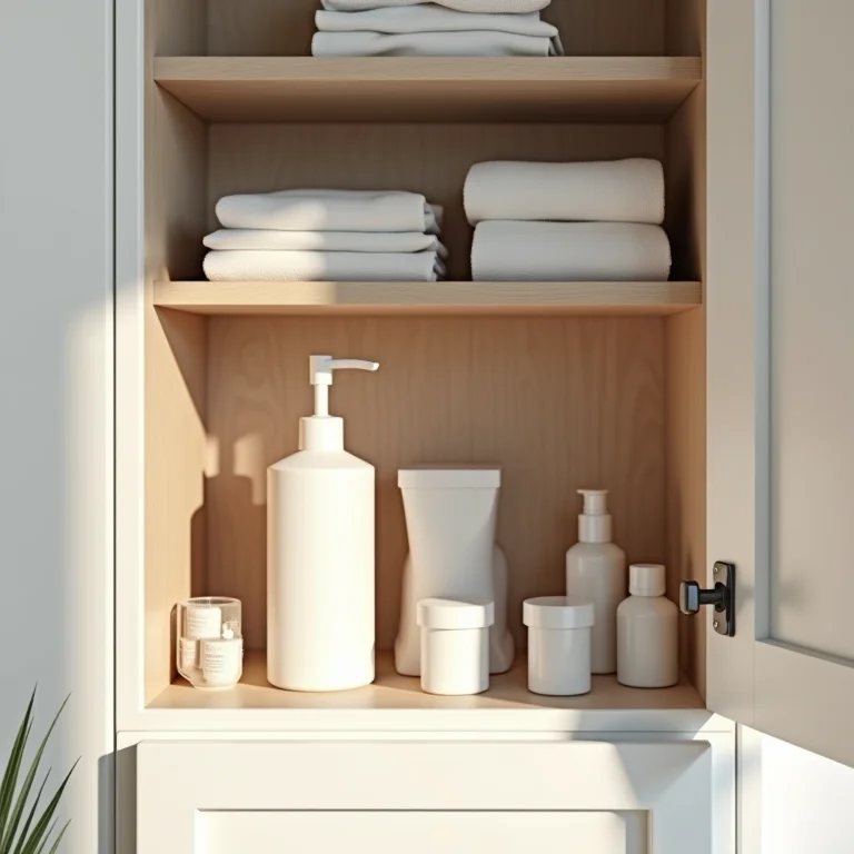Produtos de banheiro organizados e etiquetados