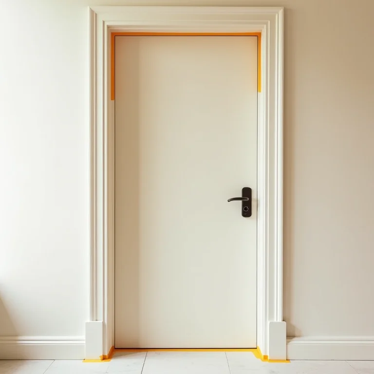 Protegendo áreas adjacentes com fita crepe antes de pintar.