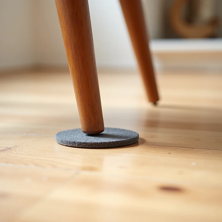 Protetores de feltro sendo aplicados em pés de cadeira