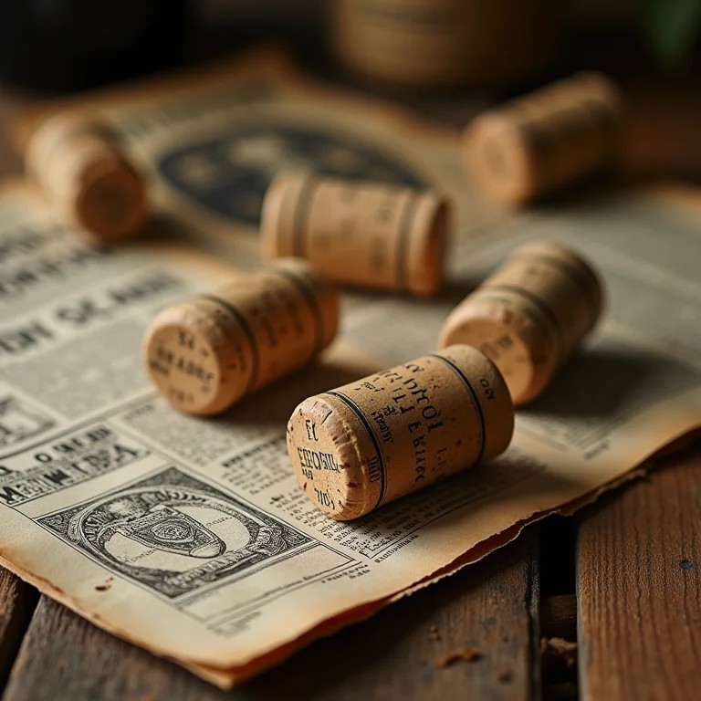 Rolhas de champanhe e artefatos históricos em composição vintage