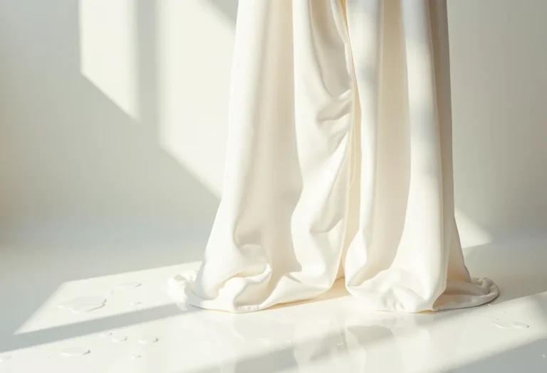 Roupas de linho branco sendo delicadamente lavadas para remover uma mancha