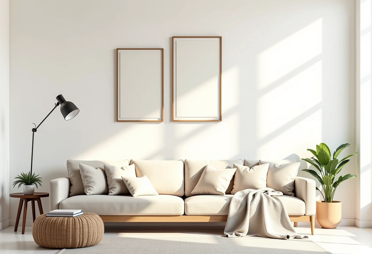 Sala de estar decorada de forma criativa e econômica.