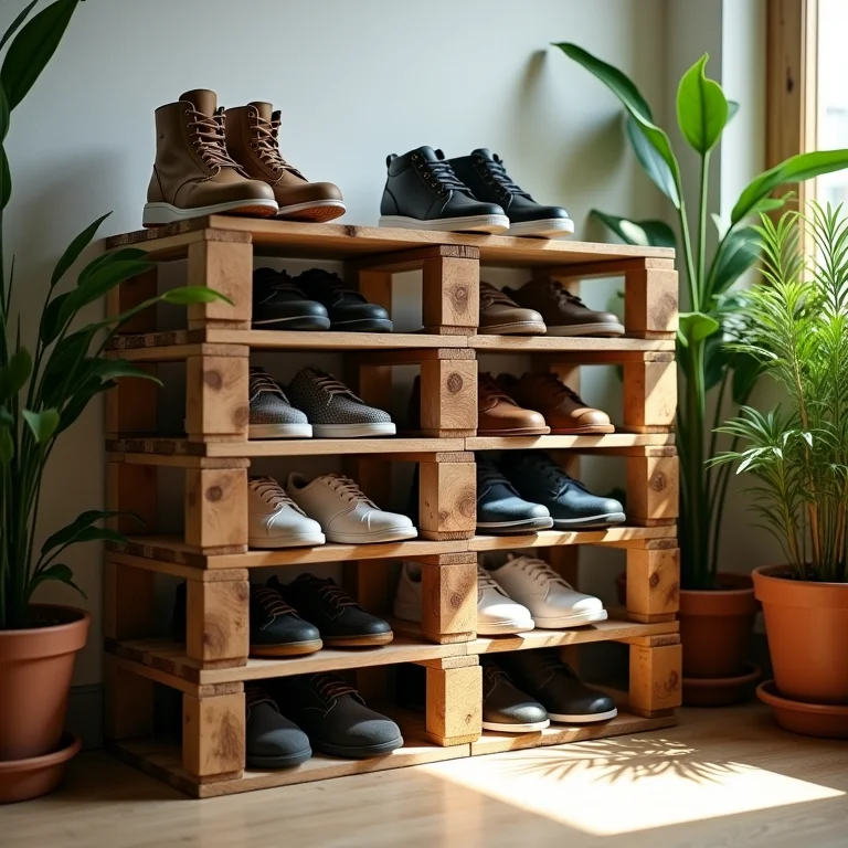 Sapateira feita com pallets reciclados