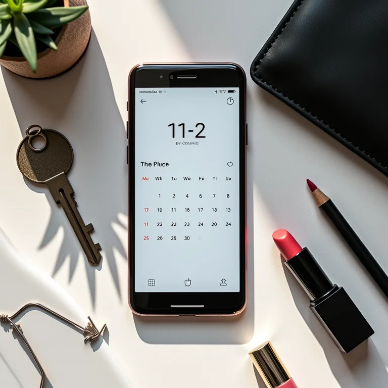 Smartphone com app de agenda, carteira e batom