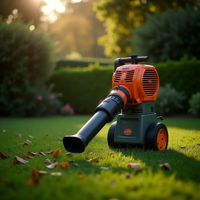 Soprador de folhas elétrico Tramontina ASE 750 em um jardim