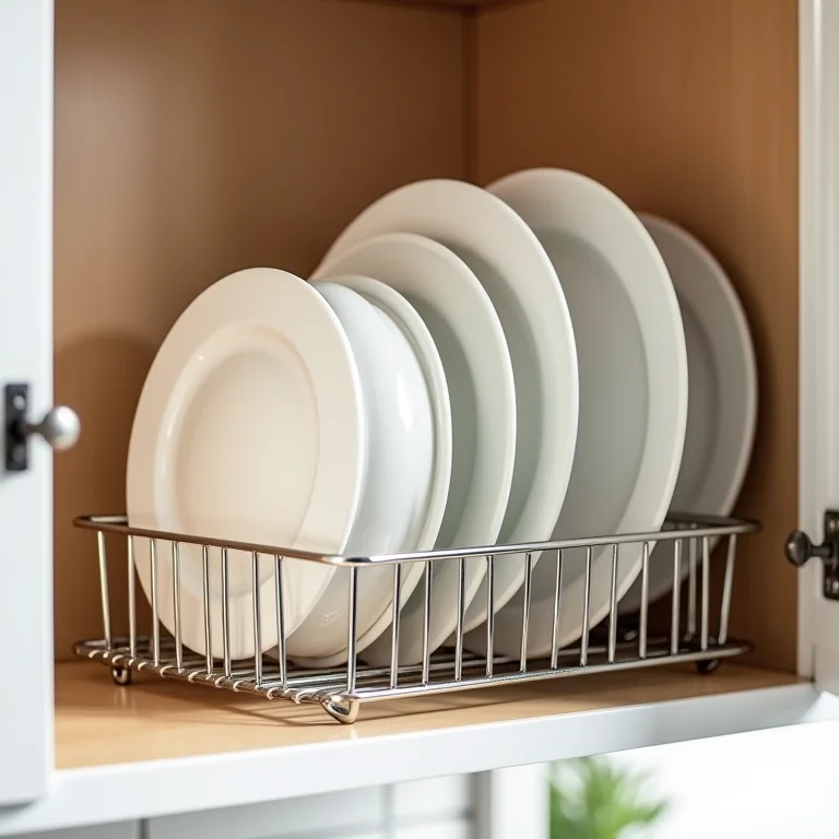 Suporte de pratos usado para organizar tampas de potes