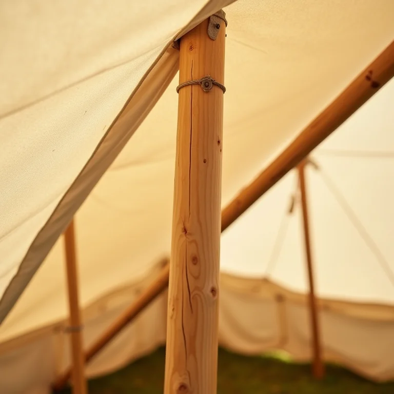 Tecido resistente de lona e madeira para cabana durável.