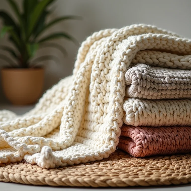 Texturas de crochê, tricô e juta para um ambiente rústico e aconchegante.