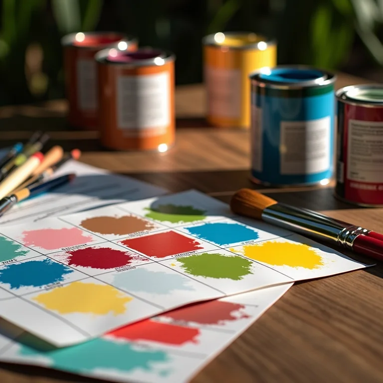 Tintas e amostras de cores para renovar a porta da casa.