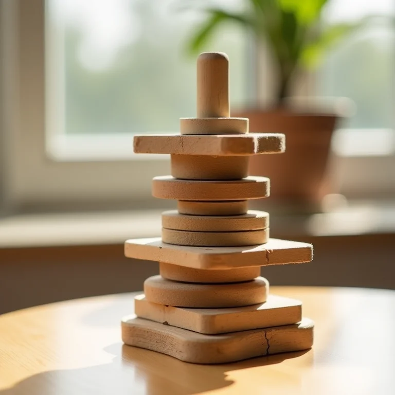 Torre de Hanoi feita com materiais reciclados