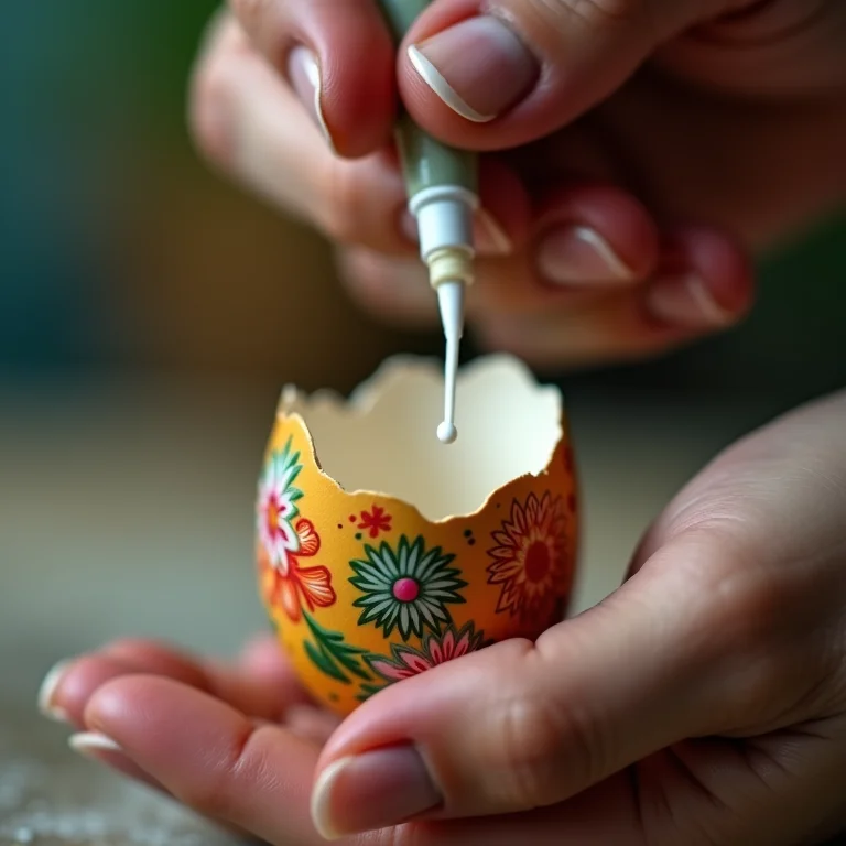 Usando cola branca para decorar ovos de Páscoa