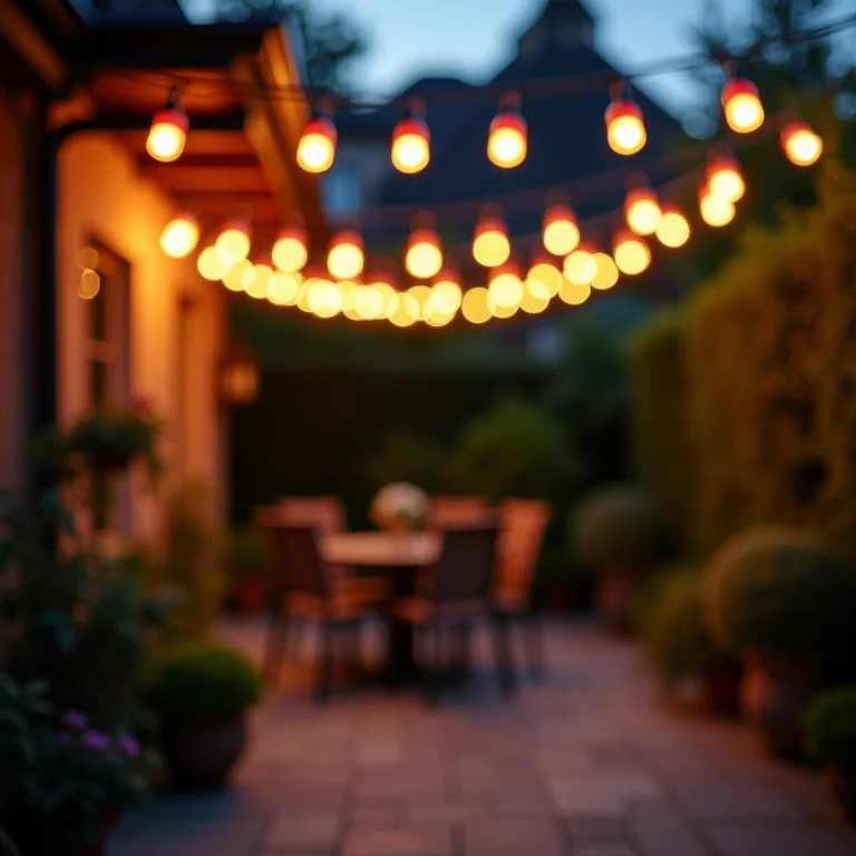 Varal de luzes feito com garrafas de vinho para decoração festiva